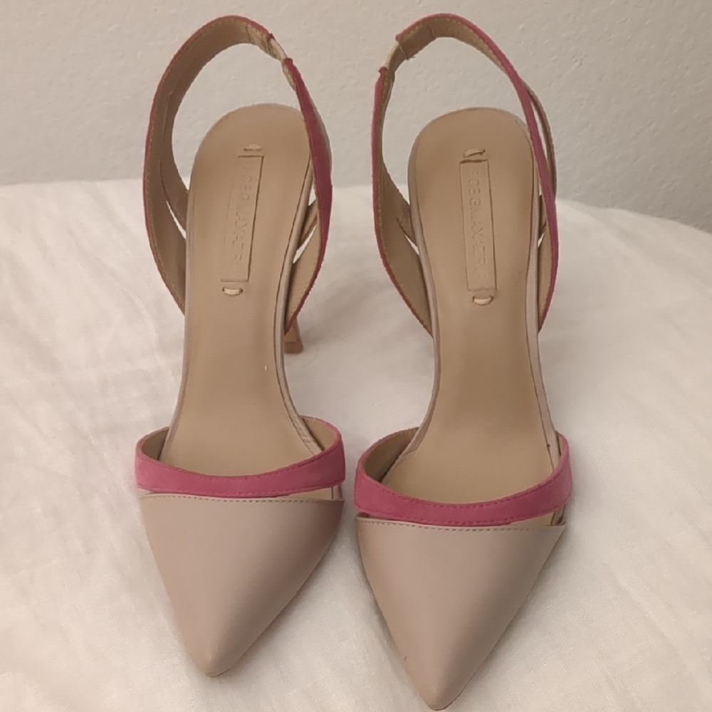 BCBGMaxAzria Pink and Cream Pointed Heels